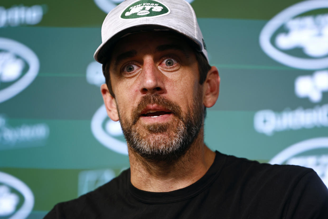 All eyes will be on Aaron Rodgers and the Jets this summer. (Photo by Rich Schultz/Getty Images)