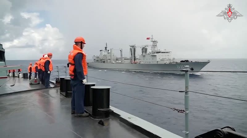 Russian, Chinese navy ships jointly patrol Pacific