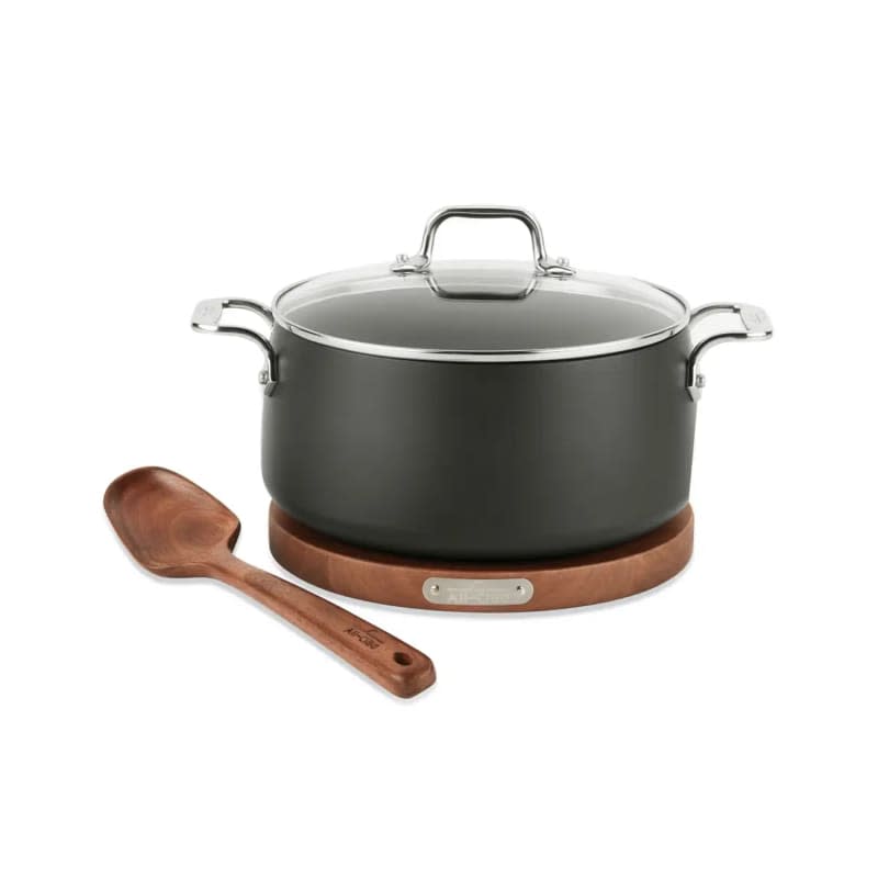 HA1 Dutch Oven with Acacia Wood Trivet & Spoon and Glass Lid, 6 quart