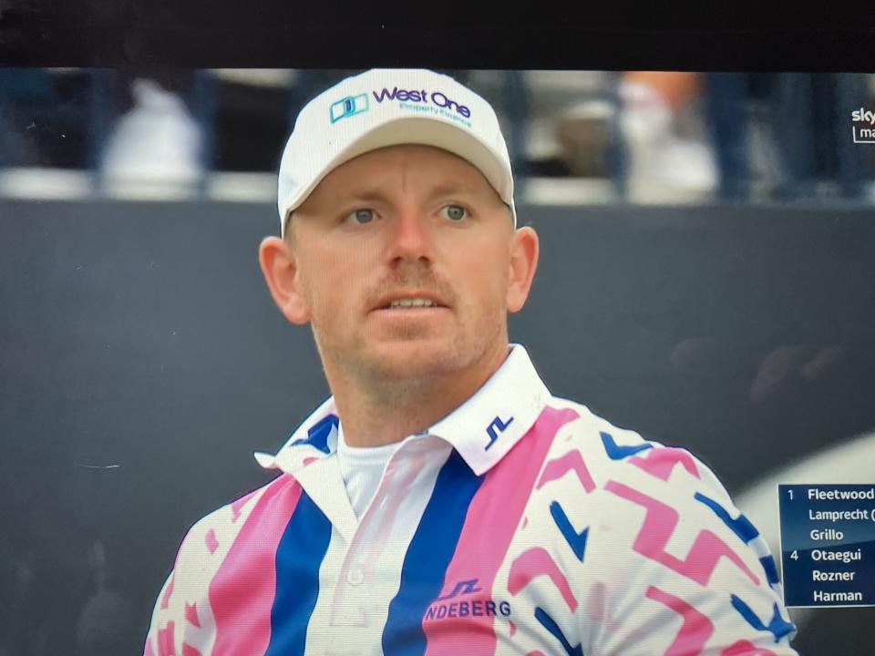 Matt Wallace tees off in the second round of the Open