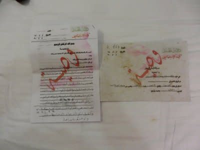 Teenage militant Alaa abd al-Akeedi's final letter to his family appears on official Islamic State stationery in Erbil, Iraq, February 26, 2017. Picture taken February 26, 2017. REUTERS/Alaa Al-Marjani