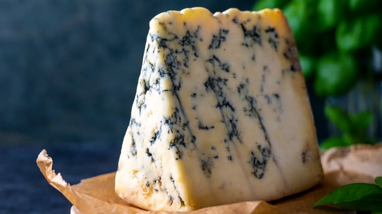 blue cheese with wrapping