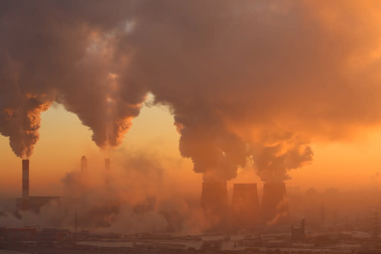 <span class="caption">What a pretty sunrise.</span> <span class="attribution"><a class="link " href="http://www.shutterstock.com/pic-122042254/stock-photo-polluting-factory-at-dawn-also-see-video-3152725.html?src=51QF1MclrroU2pNWcNjoRQ-1-4" rel="nofollow noopener" target="_blank" data-ylk="slk:Shutterstock;elm:context_link;itc:0;sec:content-canvas">Shutterstock</a></span>