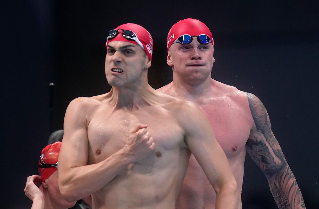 Adam Peaty and James Guy celebrate (Adam Davy/PA) (PA Wire)