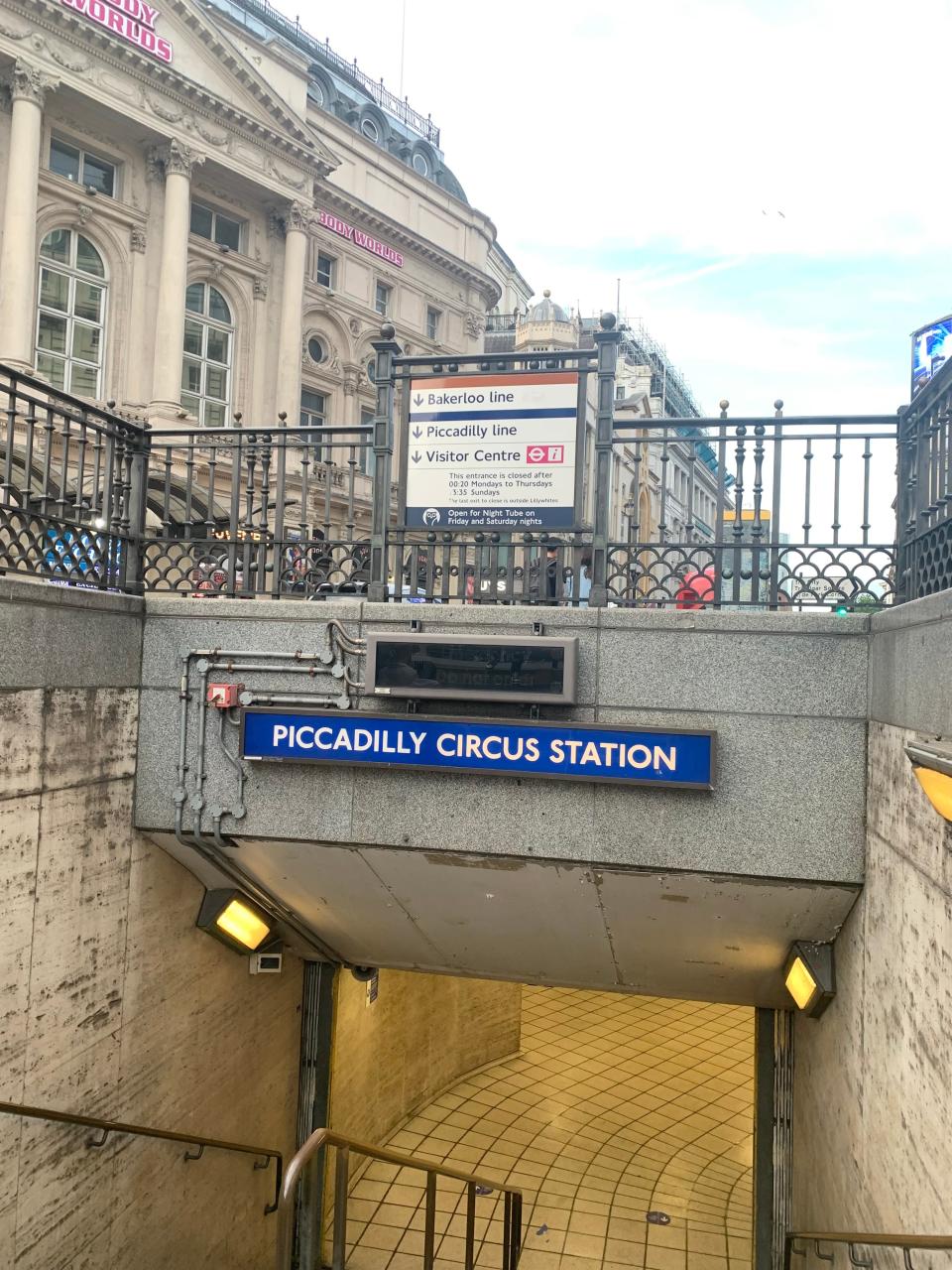 One of the entrances to Piccadilly Circus station, London.