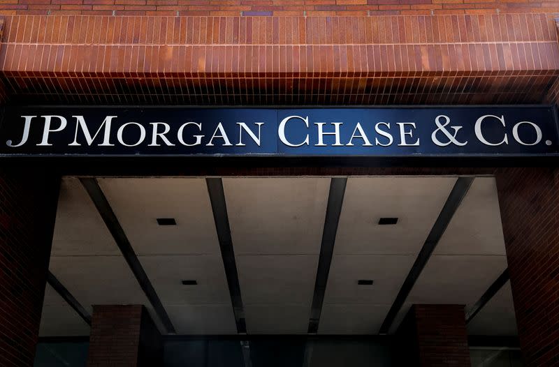 FILE PHOTO: A sign outside JP Morgan Chase & Co. offices is seen in New York