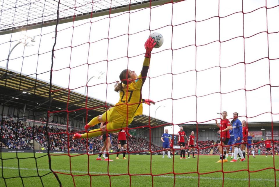 Earps made several important saves as United returned to the FA Cup final (The FA via Getty Images)