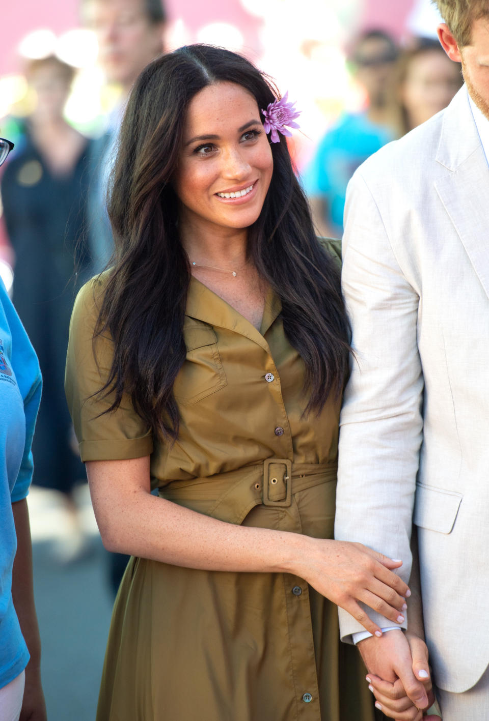 Meghan Markle wore Staud's Millie Maxi Dress on the royal tour in Cape Town.  (Credit: Getty)