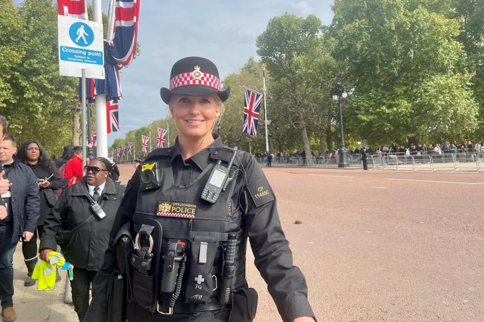 Penny Lancaster pictured in her police uniform (PA Media)