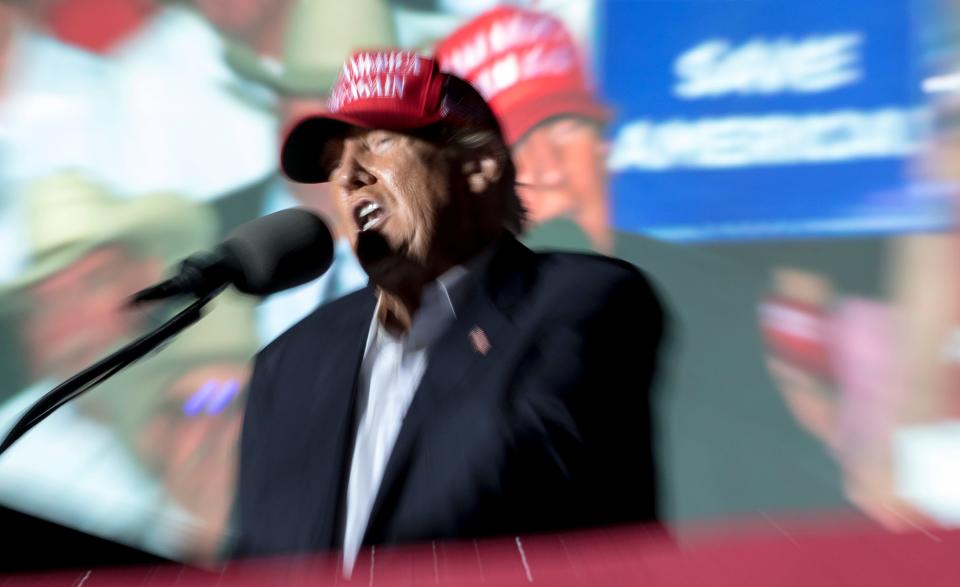 Former President Donald Trump speaks at a rally on Oct. 22, 2022, in Robstown, Texas.