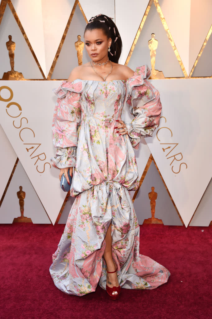 <p>Andra Day attends the 90th Academy Awards in Hollywood, Calif., March 4, 2018. (Photo: Getty Images) </p>