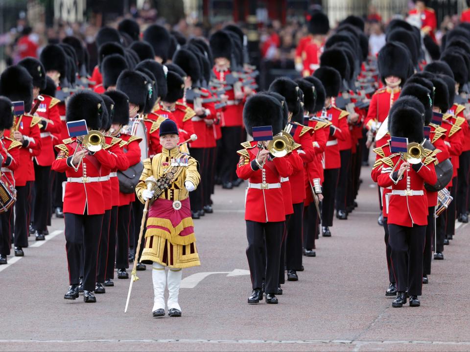 Members of the Royal Guard take part in the Trooping the Colour parade at Buckingham Palace (REUTERS)