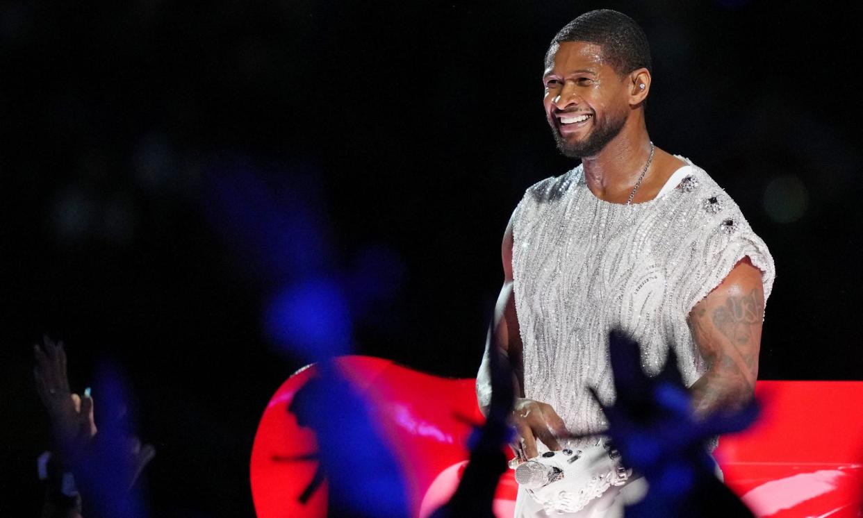 <span>Usher performs during the half-time show of Super Bowl LVIII.</span><span>Photograph: Kirby Lee/USA Today Sports</span>