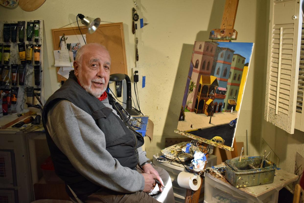 Author Joe Geha is also a prolific painter, a hobby he started after retiring from Iowa State University.