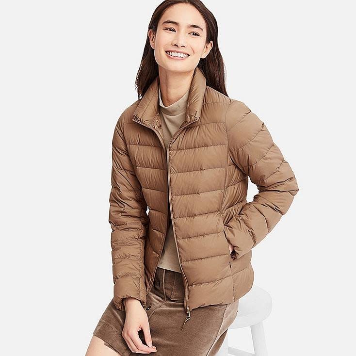 Kind of like a puffer, but way less bulky, this <strong><a href="https://www.uniqlo.com/us/en/women-ultra-light-down-jacket-409112.html" target="_blank" rel="noopener noreferrer">Ultra Light Down Jacket</a></strong> is compact enough to carry and is available in sizes XXS to XXL in twelve different colors.<br />&lt;br&gt; <strong>Price: $70</strong>