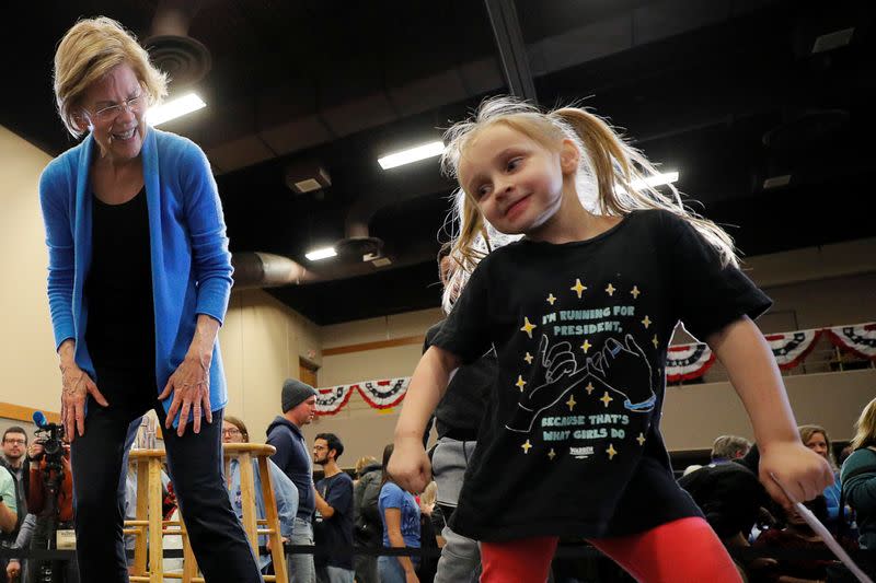 Democratic 2020 U.S. presidential candidate Warren holds a Get Out the Caucus Rally in Davenport