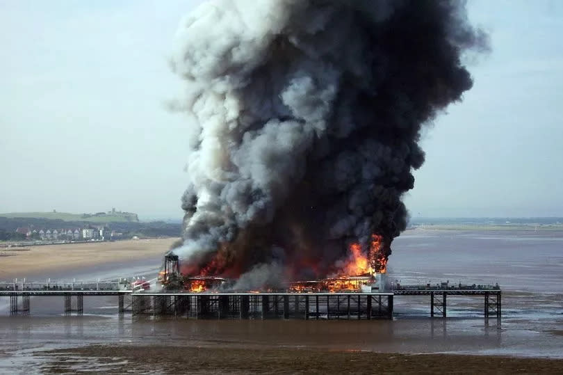 The Grand Pier burns at Weston-Super-Mare on July 28 2008