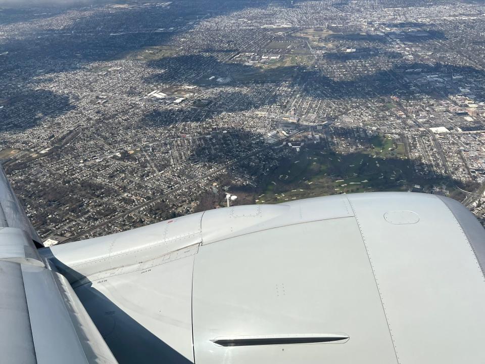 The view out of the ANA Boeing 777-300ER window.