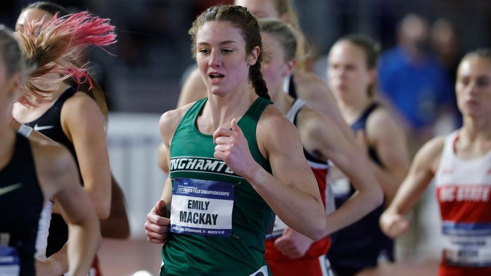 Binghamton University's Emily Mackay competes in NCAA Indoor Nationals, March 12, 2022.