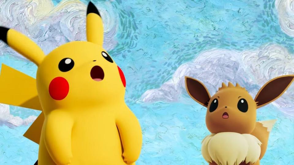 eevee and Pikachu in Van Gogh Pokemon collaboration teaser