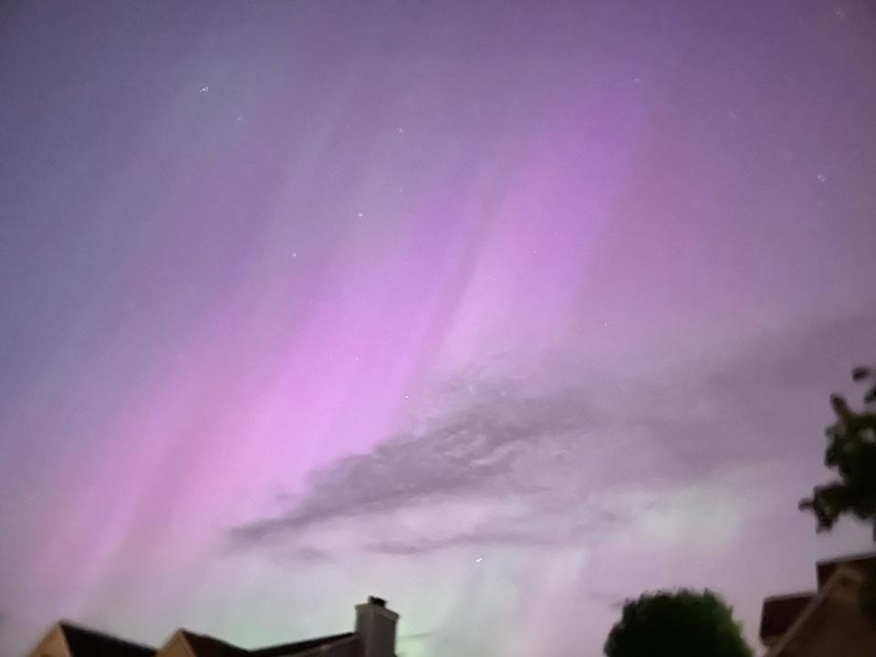 The northern lights, or aurora borealis, as seen in Williamston, Michigan, on Friday, May 10, 2024.