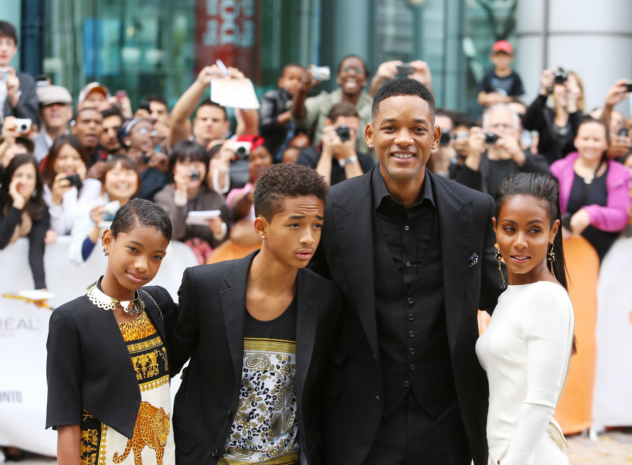 Jada Pinkett Smith (pictured with her family in 2012) hit out at YouTuber Shane Dawson. (Photo: Michael Tran/FilmMagic)