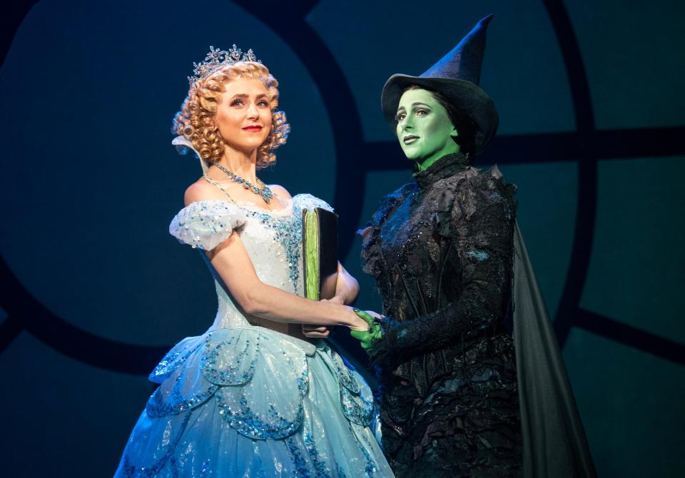 From left, Celia Hottenstein stars as Glinda and Olivia Valli as Elphaba in the national tour of the smash musical "Wicked."