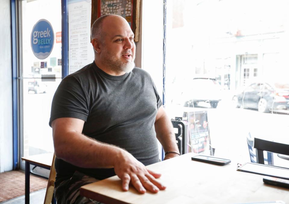 Greek Belly owner John Tsahiridis talks about the restaurant's pumpkin pie baklava made with phyllo dough, chopped walnuts, almonds and pistachios, honey-cinnamon-citrus syrup and pumpkin filling.