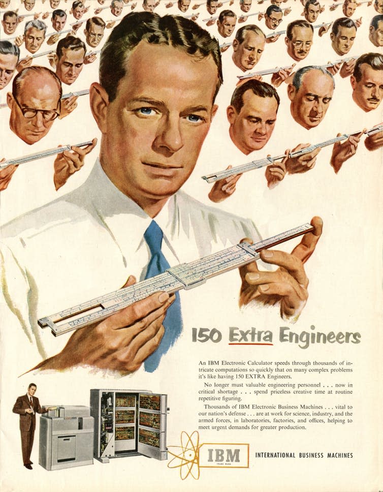 <span class="caption">IBM ad from 1951 suggesting engineering was just for men.</span> <span class="attribution"><span class="source">wikipedia</span></span>