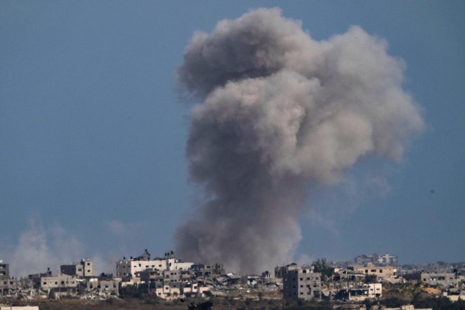 Smoke rises following Israeli airstrikes in the Gaza Strip (AP)