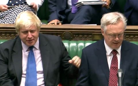 Boris Johnson, left, with David Davis - Credit: AFP/AFP