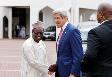 U.S. Secretary of State John Kerry is seen on arrival at the Presidential Villa in Abuja, Nigeria, August 23, 2016. REUTERS/Afolabi Sotunde