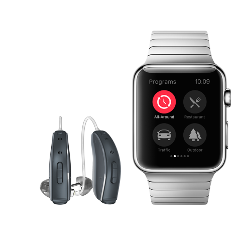 This Bluetooth hearing aid from ReSound pairs with a variety of mobile devices, including the Apple Watch.