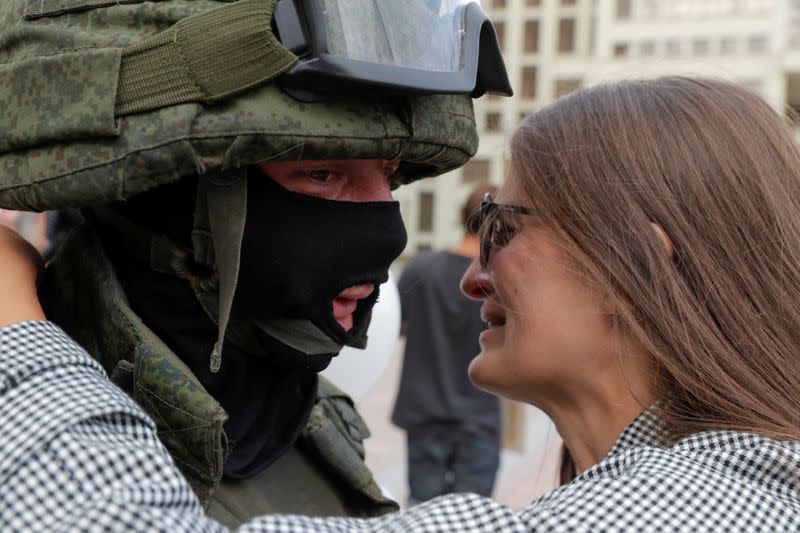 Opposition supporters protest against presidential election results in Minsk