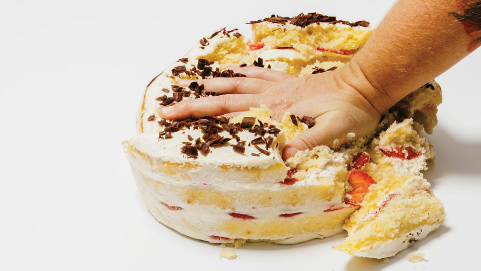 smashed strawberry shortcake layer cake