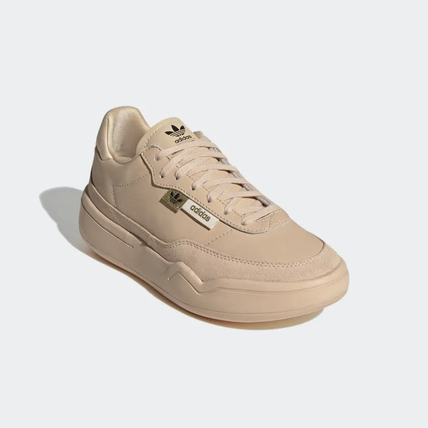 tan sneaker with matching sole and laces