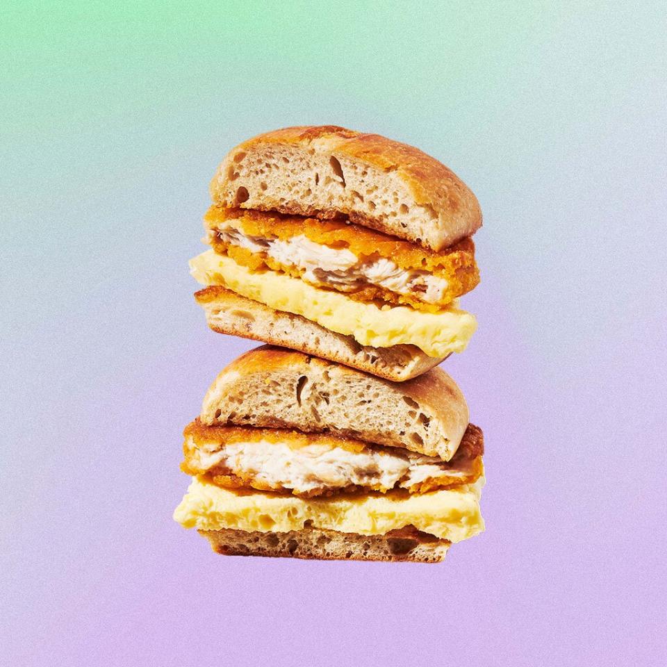 Starbucks chicken, maple butter and egg sandwich