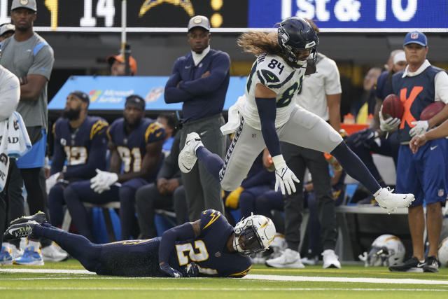 Los Angeles Chargers safety AJ Finley (24) runs during an NFL preseason  football game against the New Orleans Saints, Sunday, Aug. 20, 2023, in  Inglewood, Calif. (AP Photo/Kyusung Gong Stock Photo - Alamy