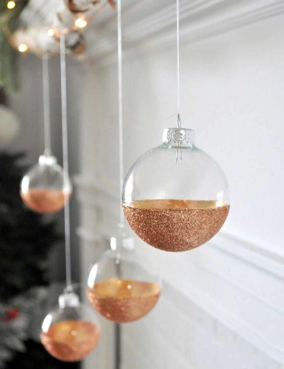 DIY Modern Rustic Glitter Ornaments