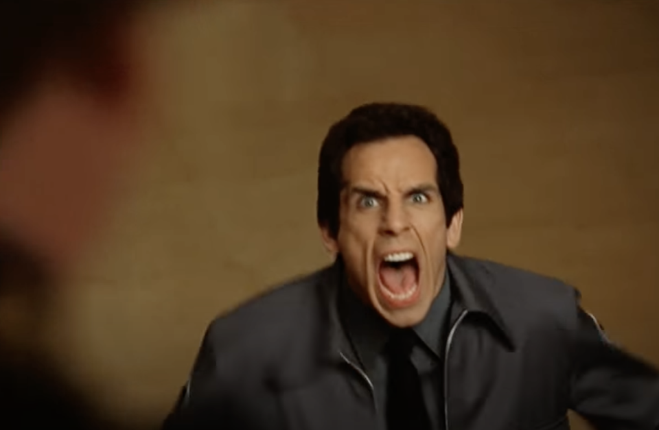 Ben Stiller screams in fear