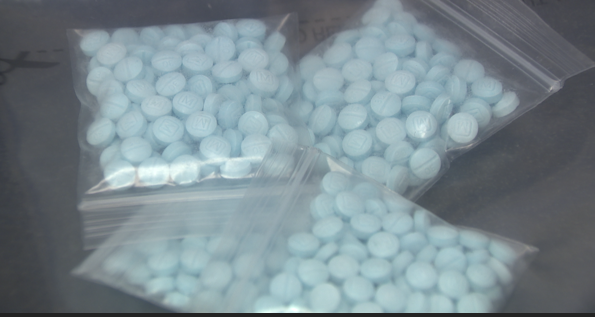 FILE — Bags of Fentanyl pills recently recovered by Drug Enforcement Administration Agents in San Diego. (Elliott Macias/KSWB San Diego)