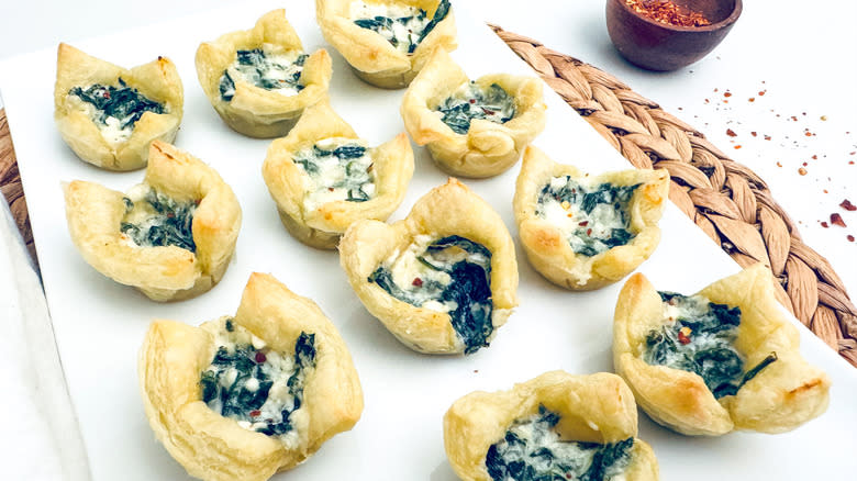 spinach feta pastries on plate