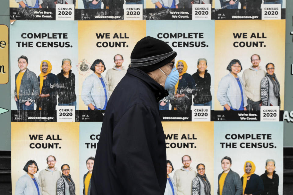 Image: Census posters (Ted S. Warren / AP file)
