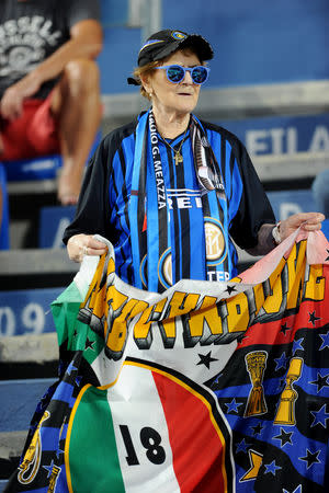 Soccer Football - Serie A - U.S Sassuolo v Inter Milan - Mapei Stadium – Citta del Tricolore, Reggio Emilia, Italy - August 19, 2018 Inter Milan fan before the match REUTERS/Jenenifer Lorenzini