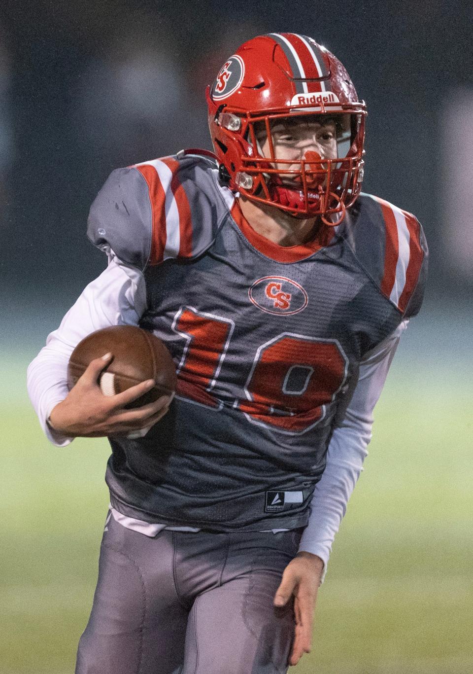 Canton South quarterback Poochie Snyder scores a first half touchdown against Northwest in first week playoff football October 27, 2023.
