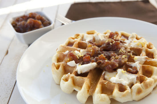 <strong>Get the <a href="http://www.macheesmo.com/2012/12/ricotta-date-waffles/" target="_blank">Ricotta Date Waffles recipe</a> from Macheesmo</strong>