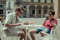 <p>What list of queer classics would be complete without Call Me by Your Name? Italian director Luca Guadagnino’s lush, sensuous adaptation of the André Aciman novel follows 17-year-old Elio as he falls in love with Oliver, Elio’s father’s 24-year-old graduate student assistant, in 1980s northern Italy. The romantic drama features dreamy original compositions from Sufjan Stevens and a notable cameo by an overripe peach.</p><p><a class="link " href="https://www.amazon.co.uk/Call-Your-Name-Armie-Hammer/dp/B077MG4RCG?tag=hearstuk-yahoo-21&ascsubtag=%5Bartid%7C1927.g.32808268%5Bsrc%7Cyahoo-uk" rel="nofollow noopener" target="_blank" data-ylk="slk:WATCH NOW;elm:context_link;itc:0;sec:content-canvas">WATCH NOW</a></p>