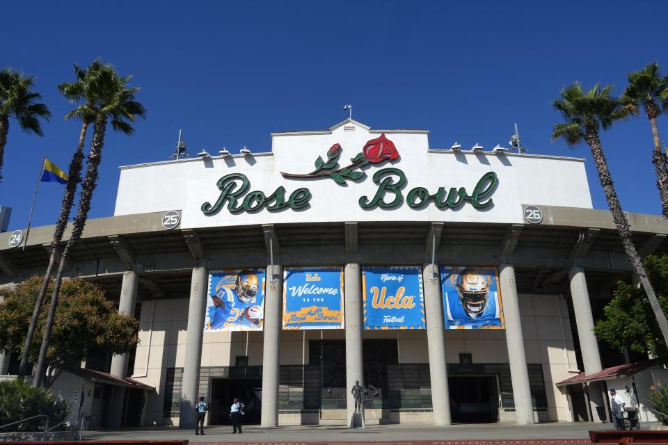 A view of the Rose Bowl facade before Colorado's game against UCLA on Oct. 28, 2023.