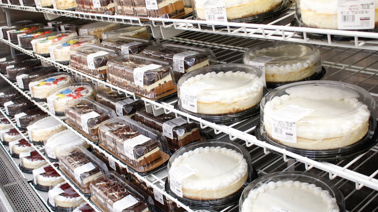 shelves of Costco bakery cakes