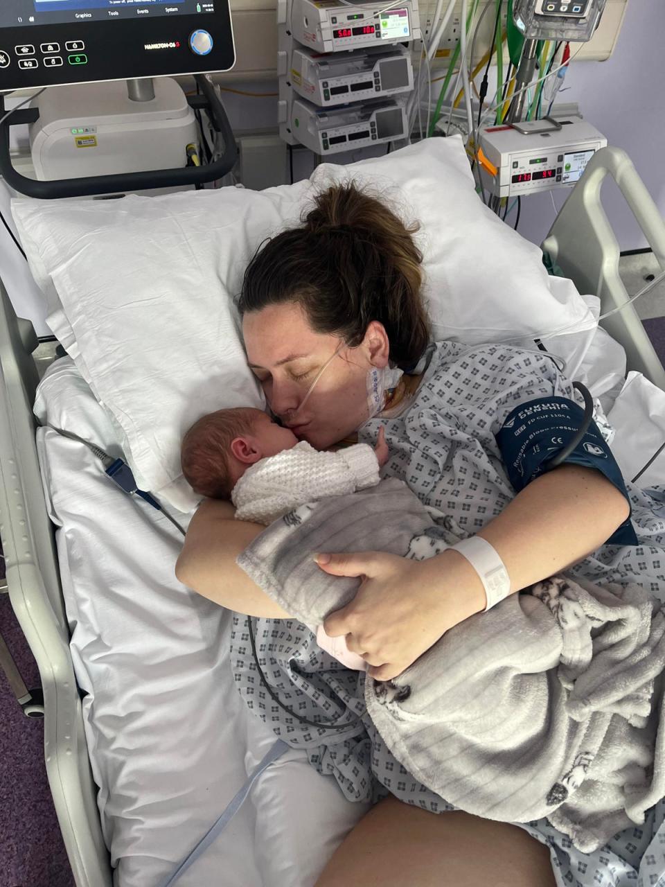 Six days after 27-year-old Charleigh Chatterton, from Harwich, Essex, gave birth to her daughter Alessia without any complications, she developed flu-like symptoms and a small rash on her stomach (Charleigh Chatterton)